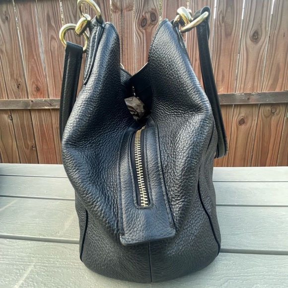 COACH F80268 Shoulder Bag Tote Black Pebble Leather Gold Hardware - Picture 7 of 16